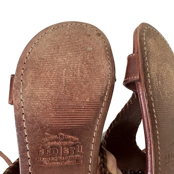 Bed|Stü Women' s Nina Leather Brown Gladiator Flat Sandals Size 6.5 - Picture 12 of 15